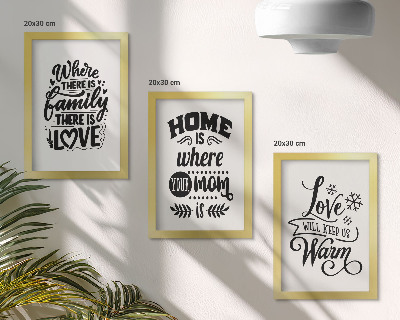 Gallery wall Familie, liefde, thuis, warmte in eenvoudige slogans.