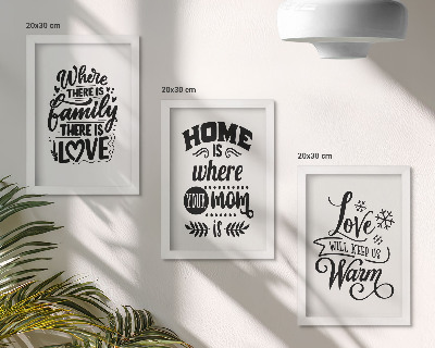 Gallery wall Familie, liefde, thuis, warmte in eenvoudige slogans.