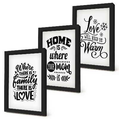 Gallery wall Familie, liefde, thuis, warmte in eenvoudige slogans.