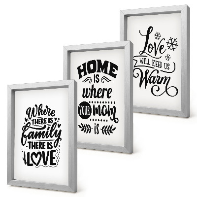 Gallery wall Familie, liefde, thuis, warmte in eenvoudige slogans.