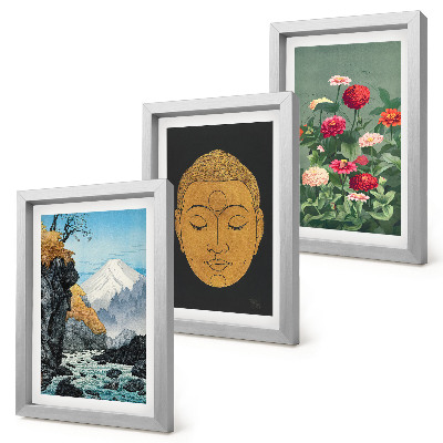 Set van ingelijste schilderijen Japanse natuur en cultuur in Japanse stijl