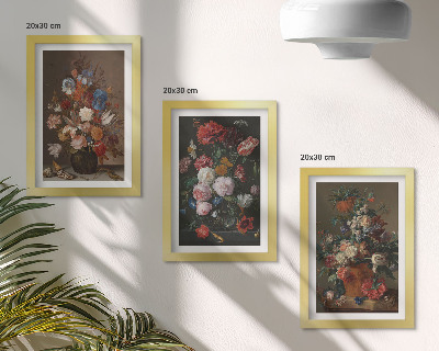 Gallery wall Bloemen in vazen, diverse vintage plantenarrangementen