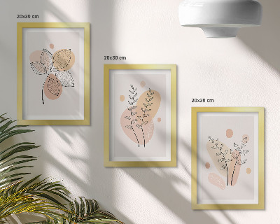 Set van ingelijste schilderijen Minimalistische planttekeningen in pastelkleuren