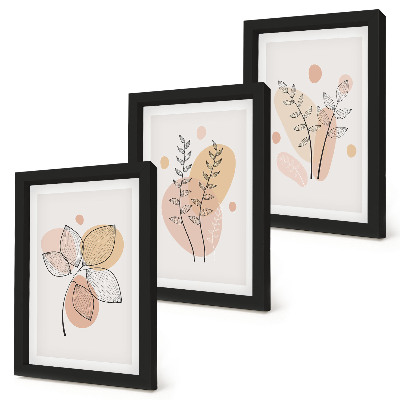 Set van ingelijste schilderijen Minimalistische planttekeningen in pastelkleuren