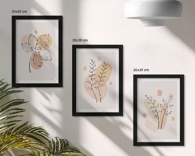 Set van ingelijste schilderijen Minimalistische planttekeningen in pastelkleuren