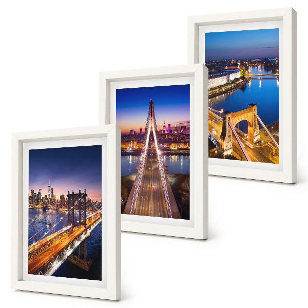 Gallery wall Nachtelijke stadsgezichten met bruggen en rivieren