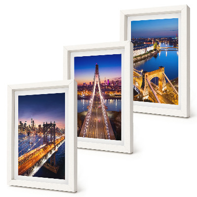 Gallery wall Nachtelijke stadsgezichten met bruggen en rivieren