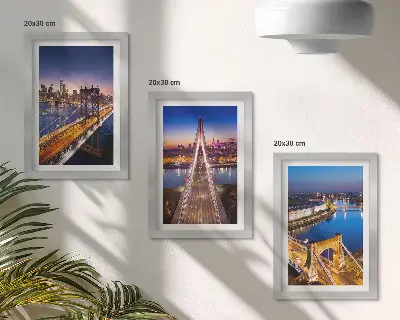 Gallery wall Nachtelijke stadsgezichten met bruggen en rivieren