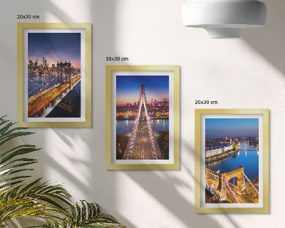 Gallery wall Nachtelijke stadsgezichten met bruggen en rivieren