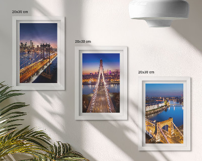 Gallery wall Nachtelijke stadsgezichten met bruggen en rivieren