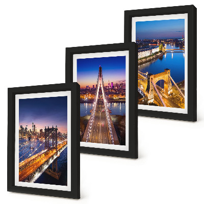 Gallery wall Nachtelijke stadsgezichten met bruggen en rivieren