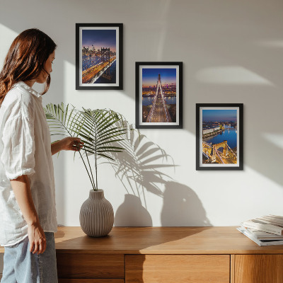 Gallery wall Nachtelijke stadsgezichten met bruggen en rivieren