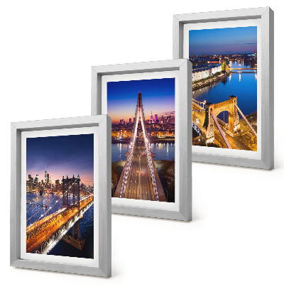 Gallery wall Nachtelijke stadsgezichten met bruggen en rivieren