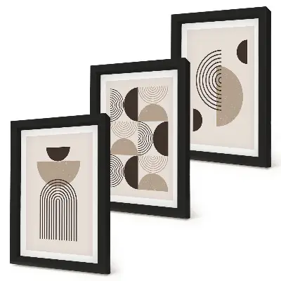 Gallery wall met abstracte geometrische patronen in minimalisme
