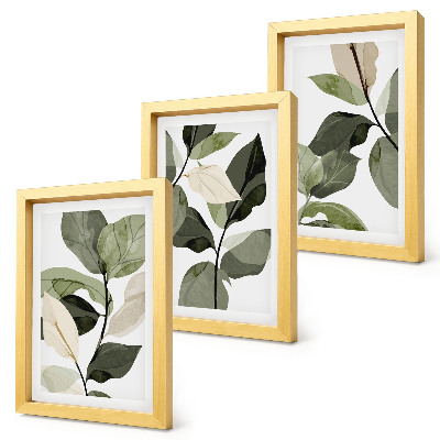 Set van ingelijste schilderijen Geschilderde delicate boho-plantenbladeren