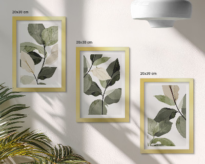 Set van ingelijste schilderijen Geschilderde delicate boho-plantenbladeren