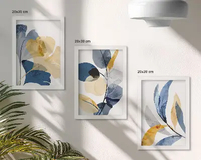 Gallery wall met plantenmotieven in aquarelstijl