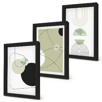Gallery wall met abstracte vormen in ingetogen kleuren