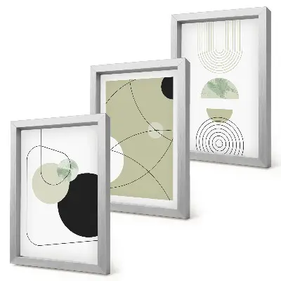 Gallery wall met abstracte vormen in ingetogen kleuren