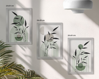 Gallery wall Abstracte plantcomposities in boho-stijl.