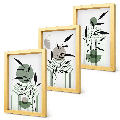 Gallery wall Abstracte plantcomposities in boho-stijl.