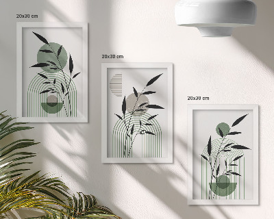 Gallery wall Abstracte plantcomposities in boho-stijl.