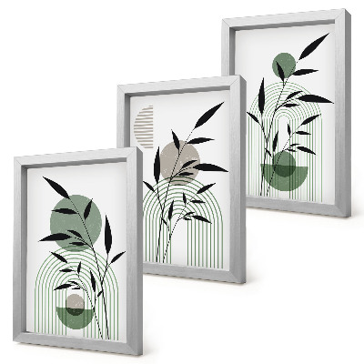 Gallery wall Abstracte plantcomposities in boho-stijl.