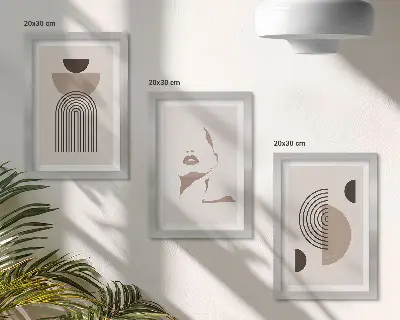 Gallery wall met abstracte geometrische vormen en gezichtssilhouet