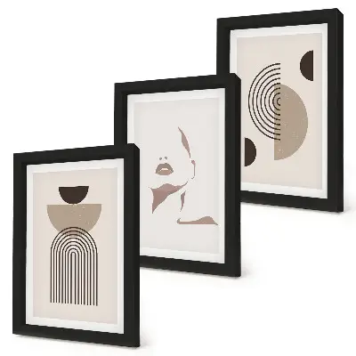 Gallery wall met abstracte geometrische vormen en gezichtssilhouet