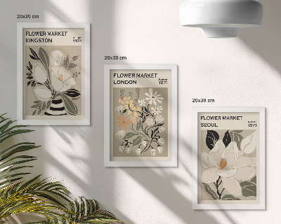 Set van ingelijste schilderijen Retro bloemen uit verschillende steden over de hele wereld