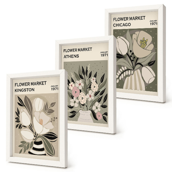 Gallery wall Bloemstukken in retrostijl uit verschillende steden.
