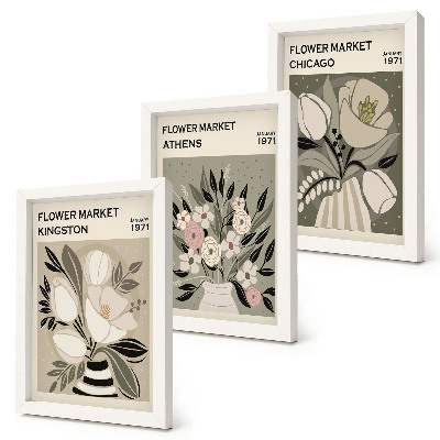 Gallery wall Bloemstukken in retrostijl uit verschillende steden.