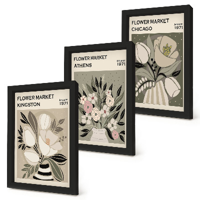 Gallery wall Bloemstukken in retrostijl uit verschillende steden.