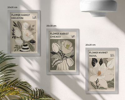 Gallery wall Bloemen van de markten in Kingston, Chicago en Seoul in retrostijl.