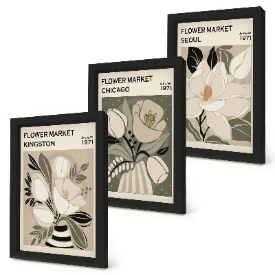 Gallery wall Bloemen van de markten in Kingston, Chicago en Seoul in retrostijl.