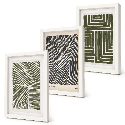 Gallery wall Patronen van lijnen en vormen in groene tinten