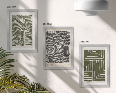Gallery wall Patronen van lijnen en vormen in groene tinten