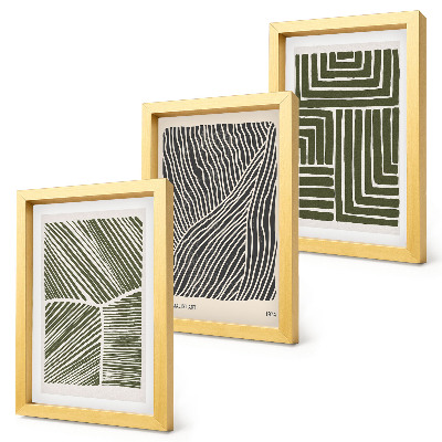 Gallery wall Patronen van lijnen en vormen in groene tinten