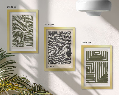 Gallery wall Patronen van lijnen en vormen in groene tinten
