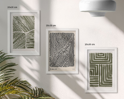 Gallery wall Patronen van lijnen en vormen in groene tinten
