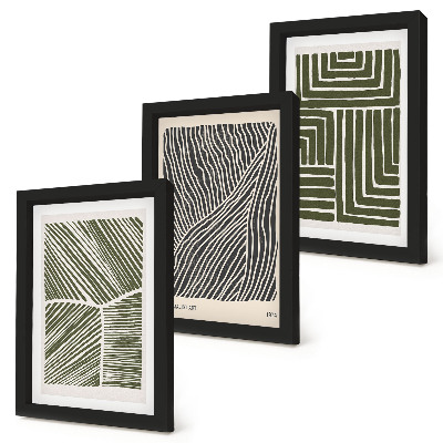Gallery wall Patronen van lijnen en vormen in groene tinten