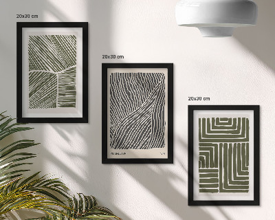 Gallery wall Patronen van lijnen en vormen in groene tinten