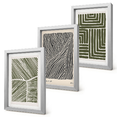 Gallery wall Patronen van lijnen en vormen in groene tinten