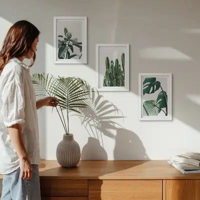 Tropische kamerplanten met esthetische bladeren voor aan de muur