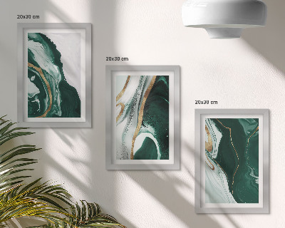 Set van ingelijste schilderijen Abstracte verfpatronen in groen en wit