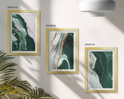 Set van ingelijste schilderijen Abstracte verfpatronen in groen en wit