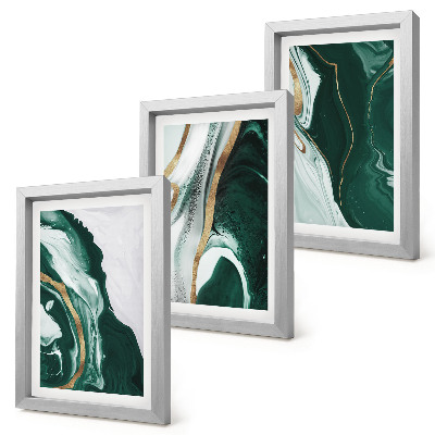 Set van ingelijste schilderijen Abstracte verfpatronen in groen en wit