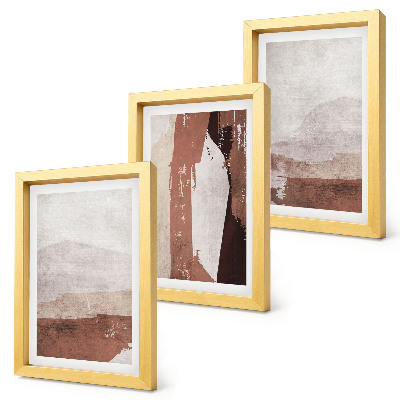 Set van ingelijste schilderijen Abstracte patronen in bruine en beigetinten.