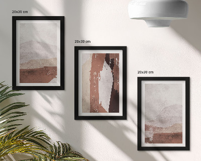 Set van ingelijste schilderijen Abstracte patronen in bruine en beigetinten.