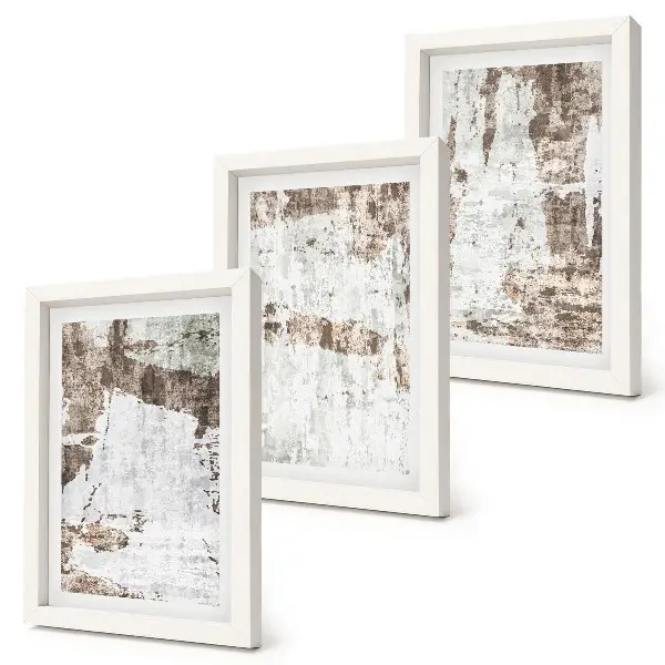 Gallery wall met abstracte patronen in wit- en bruintinten